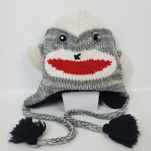 Monkey Winter Knit Hat Fleece Lined Covers Ears